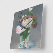 Manet | Flowers in a Crystal Vase, c.1882 Quadratische Wanduhr (Winkel)