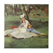 Manet Impressionist French Family Garden Malerei Fliese (Vorderseite)