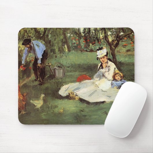 Manet Impressionist French Family Garden Malerei Mousepad (Mit Mouse)