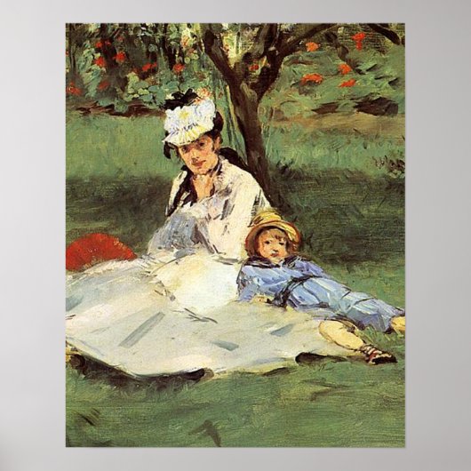 Manet Impressionist French Family Garden Malerei Poster (Vorne)
