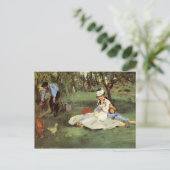 Manet Impressionist French Family Garden Malerei Postkarte (Stehend Vorderseite)