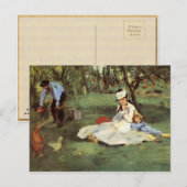 Manet Impressionist French Family Garden Malerei Postkarte (Vorne/Hinten)