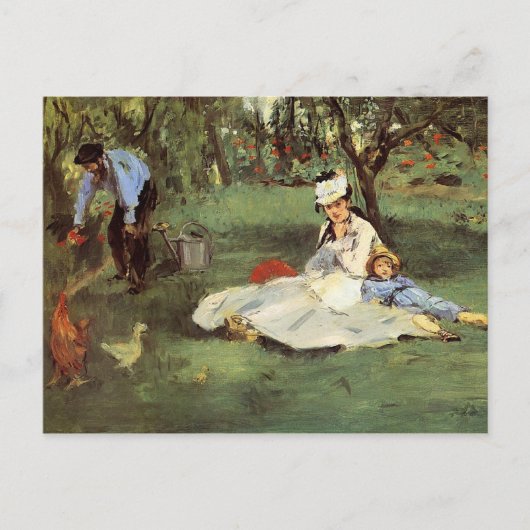 Manet Impressionist French Family Garden Malerei Postkarte (Vorderseite)