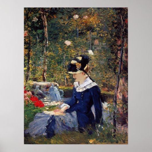 Manet - Junge Frau im Garten, 1880 Poster (Vorne)