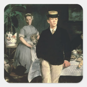 Manet Mittagessen im Studio, 1868 Quadratischer Aufkleber