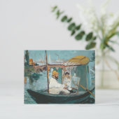 Manet | Monet in seinem Floating Studio, 1874 Postkarte (Stehend Vorderseite)
