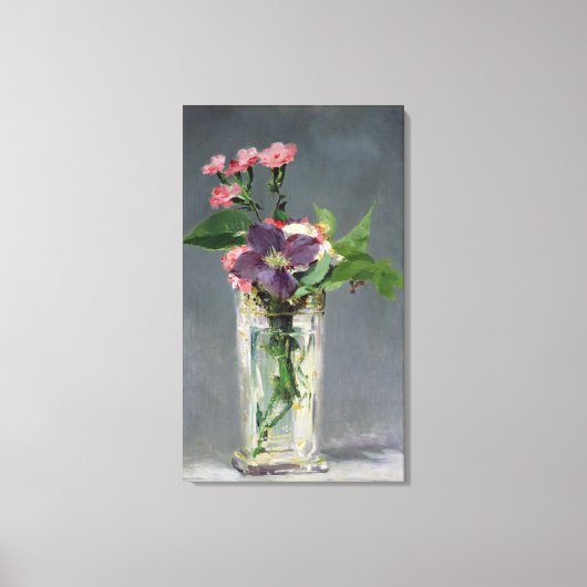 Manet | Pinks und Clematis in einer Kristallvase,  Leinwanddruck (Vorderseite)