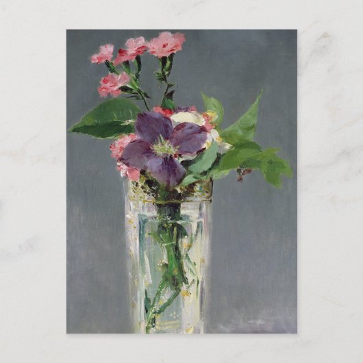 Manet | Pinks und Clematis in einer Kristallvase, Postkarte (Vorderseite)