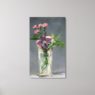 Manet   Rosa und Clematis in einem KristallVase, Leinwanddruck