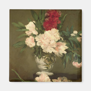 Manet Vase Pfingstrosen auf einem kleinen Magnet