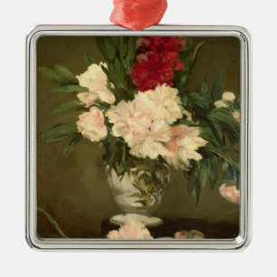 Manet Vase Pfingstrosen auf einem kleinen Ornament Aus Metall