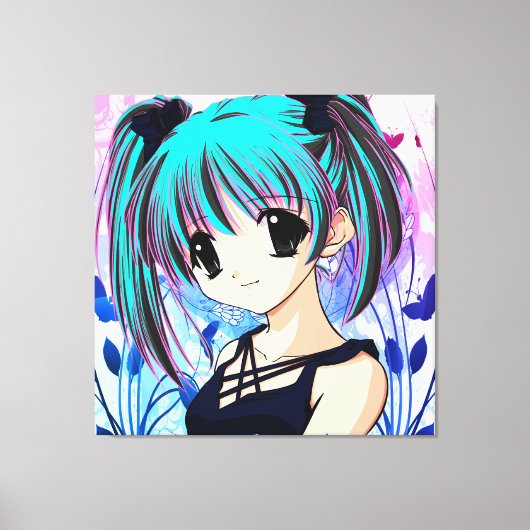 Manga Anime Girl Wrapped Canvas Leinwanddruck (Vorderseite)