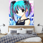 Manga Anime Girl Wrapped Canvas Leinwanddruck (Insitu (Schlafzimmer))