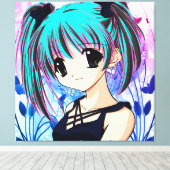 Manga Anime Girl Wrapped Canvas Leinwanddruck (Insitu (Holzboden))