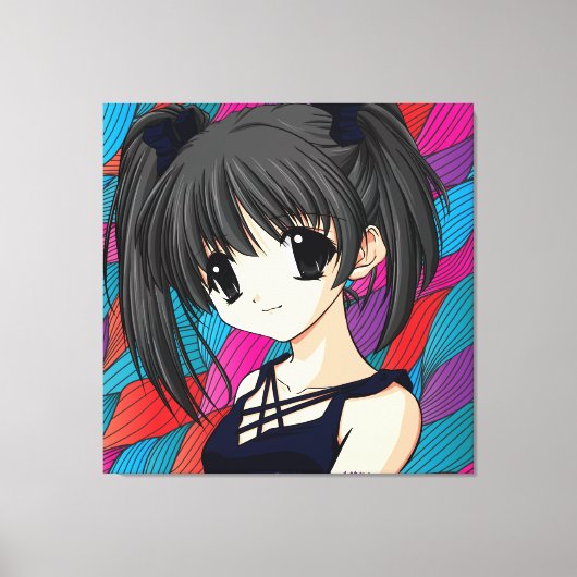 Manga Anime Girl Wrapped Canvas Leinwanddruck (Vorderseite)