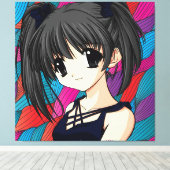 Manga Anime Girl Wrapped Canvas Leinwanddruck (Insitu (Holzboden))