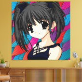 Manga Anime Girl Wrapped Canvas Leinwanddruck (Insitu (Wohnzimmer))