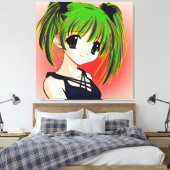 Manga Anime Girl Wrapped Canvas Leinwanddruck (Insitu (Schlafzimmer))