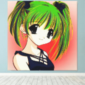 Manga Anime Girl Wrapped Canvas Leinwanddruck (Insitu (Holzboden))