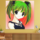 Manga Anime Girl Wrapped Canvas Leinwanddruck (Insitu (Wohnzimmer))