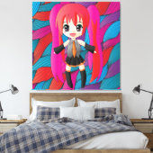 Manga Anime Girl Wrapped Canvas Leinwanddruck (Insitu (Schlafzimmer))