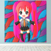 Manga Anime Girl Wrapped Canvas Leinwanddruck (Insitu (Holzboden))
