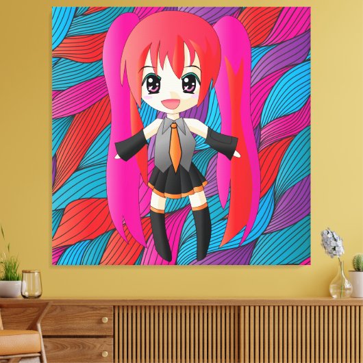Manga Anime Girl Wrapped Canvas Leinwanddruck (Insitu (Wohnzimmer))