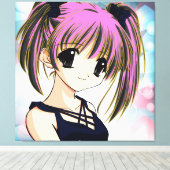 Manga Anime Girl Wrapped Canvas Leinwanddruck (Insitu (Holzboden))