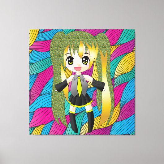 Manga Anime Girl Wrapped Canvas Leinwanddruck (Vorderseite)