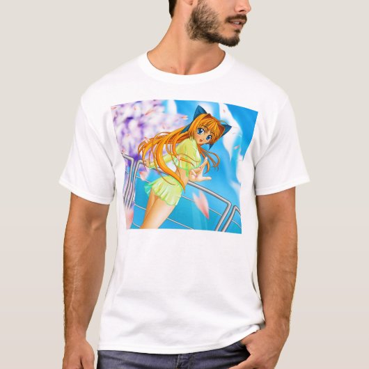 Manga Anime-niedliches Mädchen sehen herein durch T-Shirt (Vorderseite)