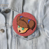 Manga Brown Mädchen-Knopf Button (Beispiel)