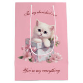 Manga Cat Design Geschenktasche für Katzen Liebhab Mittlere Geschenktüte (Rückseite)