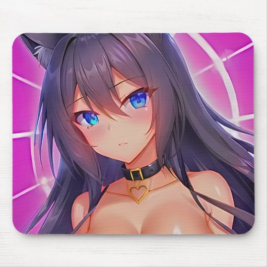 Manga Cat Girl "Eyes on you" Mousepad (Vorne)
