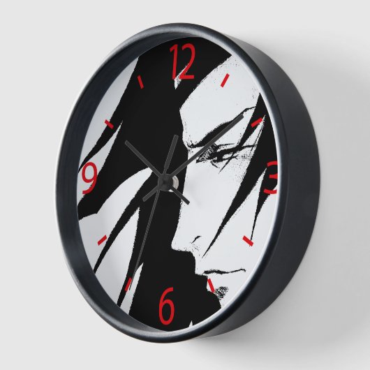 Manga Character Wind Blown Hair Anime Wanduhr (Winkel)