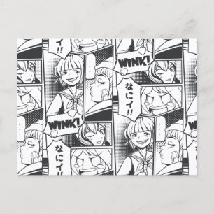 Manga Comic Cartoon Book Pattern Geschenk Niedlich Postkarte