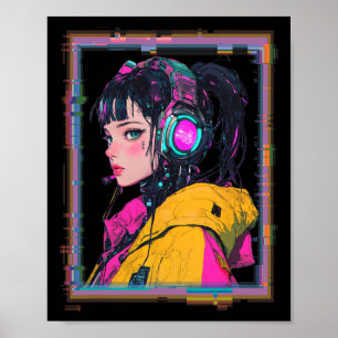 Manga Cyberpunk Gamerin Poster
