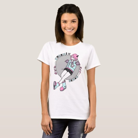 Manga Dämon pinkgirl T-Shirt (Vorne ganz)