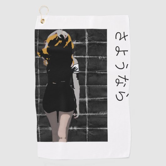 Manga-förmiges Design mit Abschied auf Japanisch Golfhandtuch (Vorderseite)