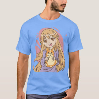 Manga Girl mit Comic Guinea Schwein in Hand für Ha T-Shirt