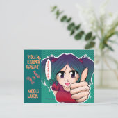 Manga Girl mit Daumen nach oben - Karte (Stehend Vorderseite)