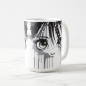 Manga Girl mit farbenprächtigem Blick Kaffeetasse (VorderseiteRechts)