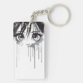 Manga Girl mit farbenprächtigem Blick Schlüsselanhänger (Rückseite)