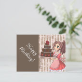 Manga Girl mit Schokoladenkuchen - Karten (Stehend Vorderseite)