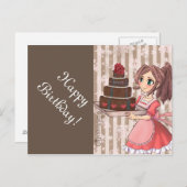 Manga Girl mit Schokoladenkuchen - Karten (Vorne/Hinten)