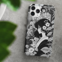 Manga Girl Schwarz-weiße Monogramm-Individuelle Na