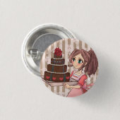 Manga girl with chocolate cake - button (Vorne & Hinten)
