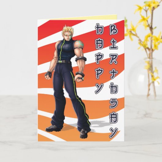 Manga Held-Geburtstag Karte (Gelbe Blume)