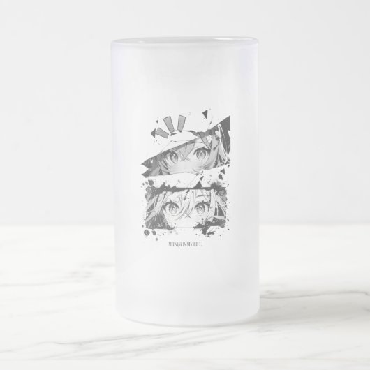 Manga Is My Life Anime Eyes Glitch Art Mattglas Bierglas (Mittel)