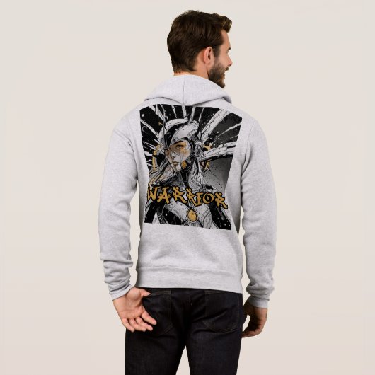 Manga-Krieger Full Zip Hoodie (Schwarz voll)