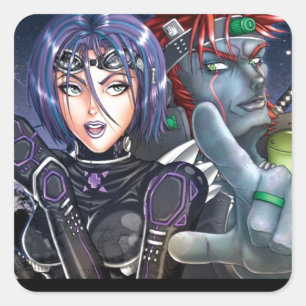 Manga Krieger Quadratischer Aufkleber